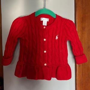 Ralph Lauren Cable Cotton Peplum Cardigan 9mos